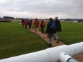 Returning across Warwick racecourse.